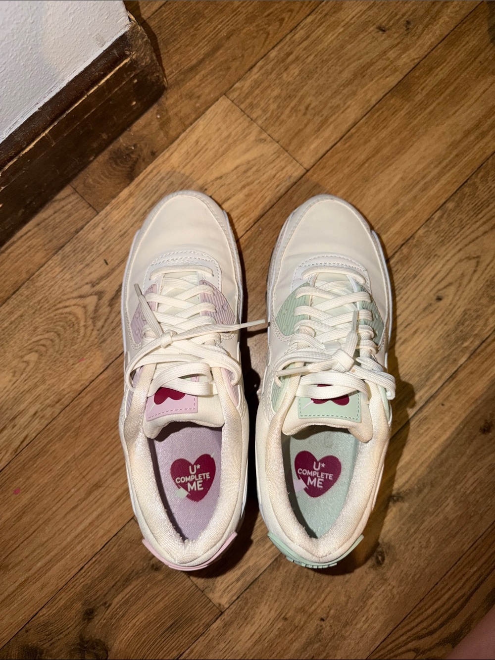 Nike Women's Cream Sneakers with Pastel Pink & Mint Accents